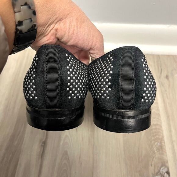 Stacy Adams Loafers Men’s 10 Swagger Black & Silver Studded Slip On Dress - Picture 4 of 6